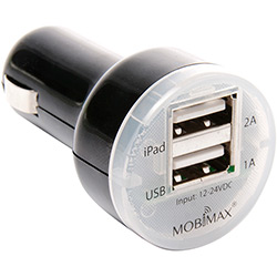 Carregador Automotivo Duplo USB Preto - Mobimax