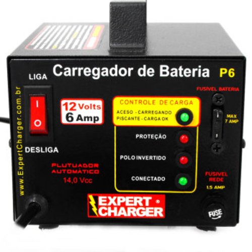 Carregador de Bateria 12 Volts 6a - Automático Inteligente com Flutuador - P6 Expert Charger