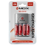 Carregador de Pilhas Mox Cb792 Com 4 Pilhas AA de 3600mah