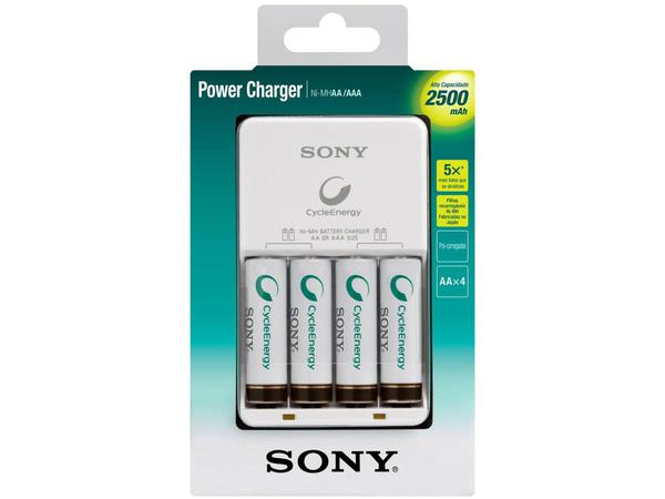 Carregador de Pilhas Sony AA e AAA com 4 Pilhas - CycleEnergy BCG-34HH4GN