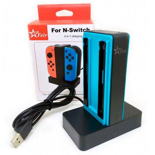 Carregador e Base com Led para 4 Controles Joy-con para Nintendo Switch Feir Fr-804