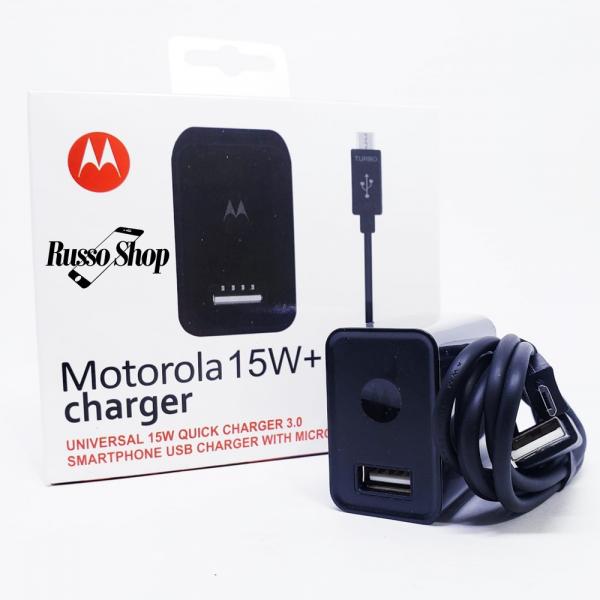 Carregador Motorola Turbo Power Micro Usb V8 Moto G3 E4 G4 Plus E5 Play G5 G5s G6 Play Preto - Russo Shop
