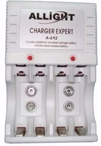 Carregador Pilhas Aaa Aa + Baterias Recarregável 9V