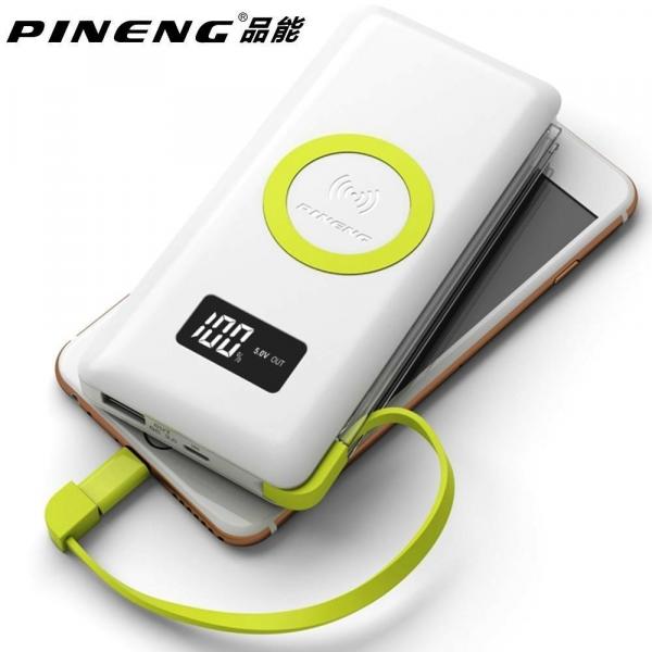 Carregador Portátil Pineng Pn888 10000mah Turbo Qc 3.0 Tecnologia Wireless Qi Up Case