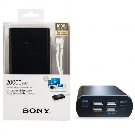 Carregador Portátil Sony Cp-S20 20.000mAh 4 USB Preto