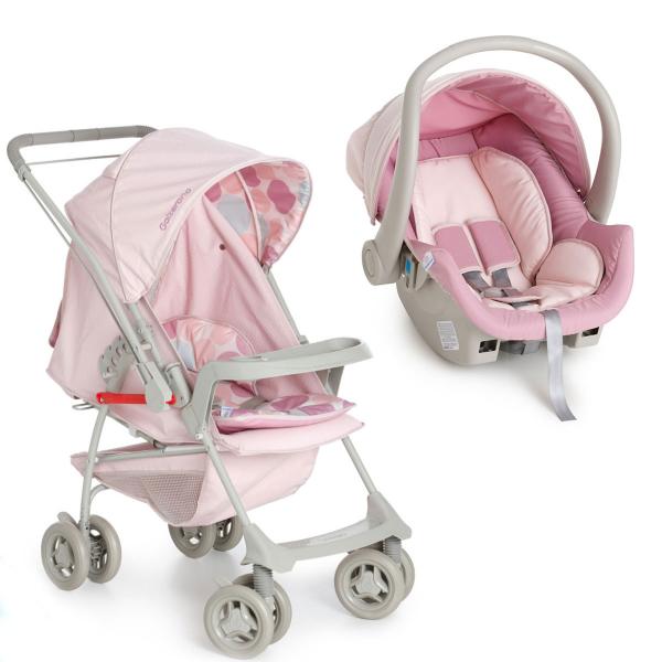 Carrinho Berço-Passeio com Bebê Conforto Milano Reversível II Rosa Bebê (antigo) - Galzerano