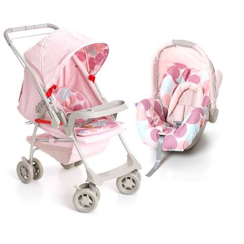 Tudo sobre 'Carrinho Berço-passeio com Bebê Conforto Milano Reversível Rosa Bebê - Galzerano'
