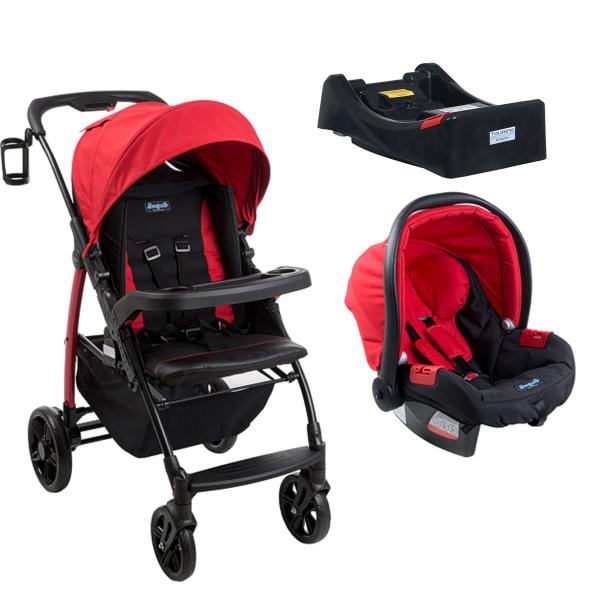 Carrinho de Bebê Burigotto Módulo e Bebê Conforto com Base - Red