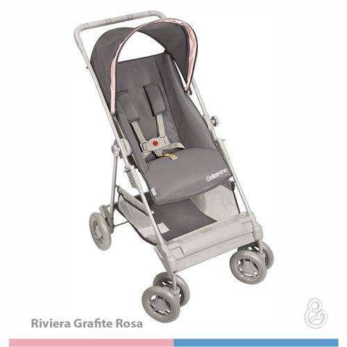 Carrinho de Bebê Riviera Grafite/Rosa - Galzerano