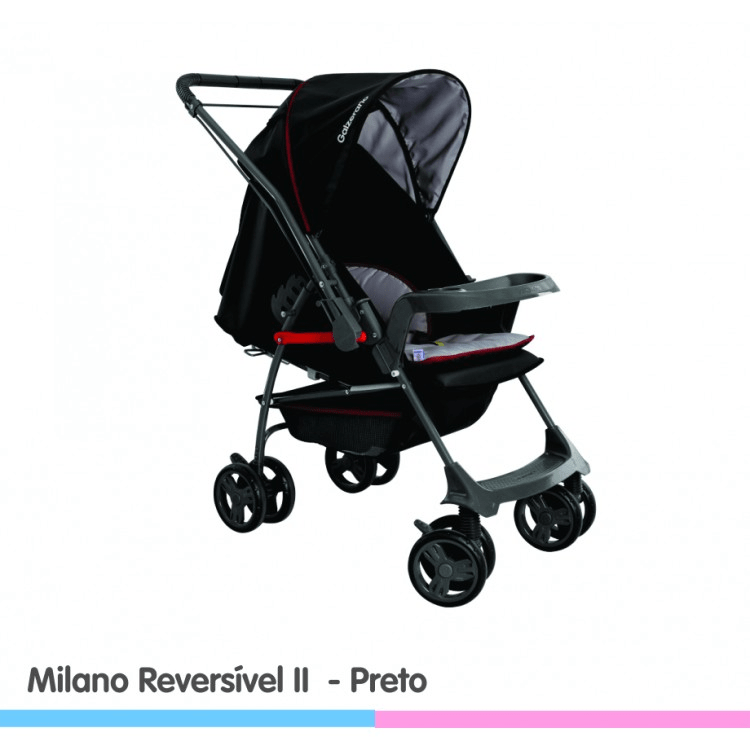Carrinho de Bebê Milano Rever II Preto - Galzerano
