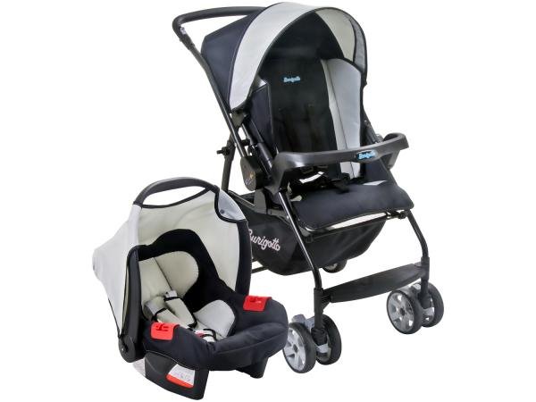 Carrinho de Bebê Passeio Burigotto Travel System - Rio K Reclinável 4 Posições com Bebê Conforto