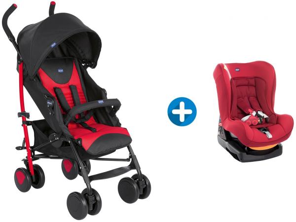 Carrinho de Bebê Passeio Chicco Echo - Reclinável 4 Posições + Cadeira para Auto
