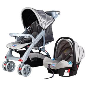 Carrinho de Bebê Prime Baby Elegance Travel System com Bebê Conforto 1019-C - Prata/Cinza