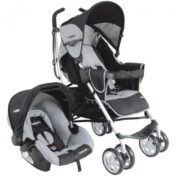 Carrinho de Bebê Travel System Cross + Cozycot Cinza Kiddo