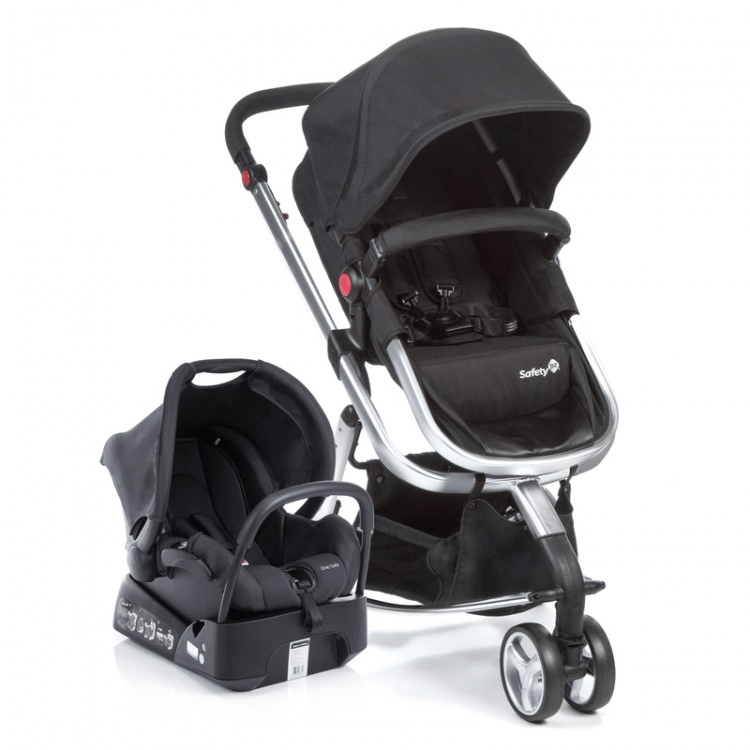 Carrinho de Bebê Travel System Mobi Black & Silver - Safety