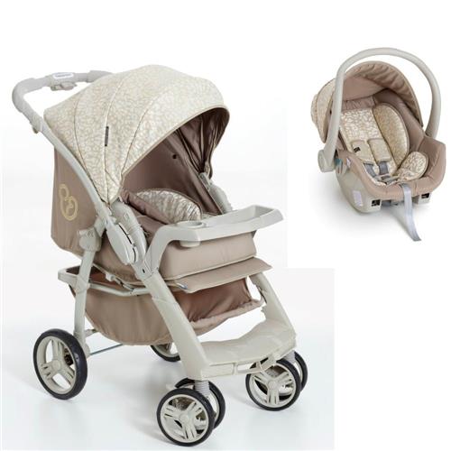 Carrinho de Bebê TS Optimus Bege com Bebê Conforto II - Galzerano