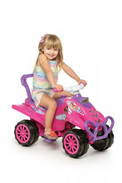 Carrinho de Passeio Infantil com Empurrador e Pedal Bebê Cross Turbo Rosa - Calesita