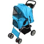 Carrinho de Passeio Pet com Porta Copo para Cães Azul