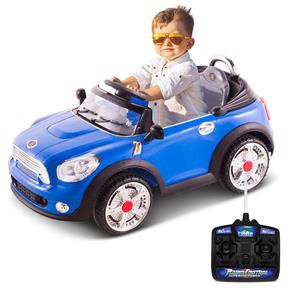 Carrinho Elétrico Infantil Conversível Azul Controle Remoto Entrada Auxiliar MP3 - 6V