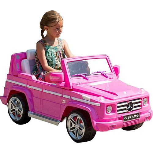 Carrinho Elétrico Infantil Jipe Rosa 12V com R/C - Mercedes Benz