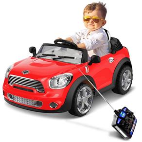 Carrinho Eletrico Infantil Mini Cooper Vermelho Controle Remoto Entrada Auxiliar MP3 6V