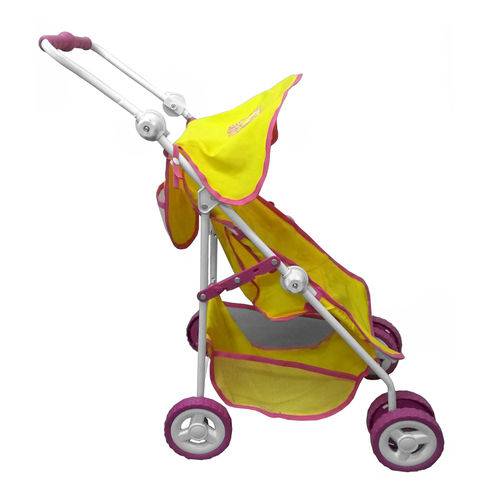 Carrinho Luxo Shine Princess para Boneca Brinquedo Reborn - Amarelo