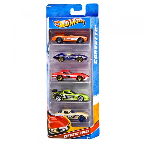 Carrinhos Hot Wheels - Pacote com 5 Carros - Corvette 5 - Mattel