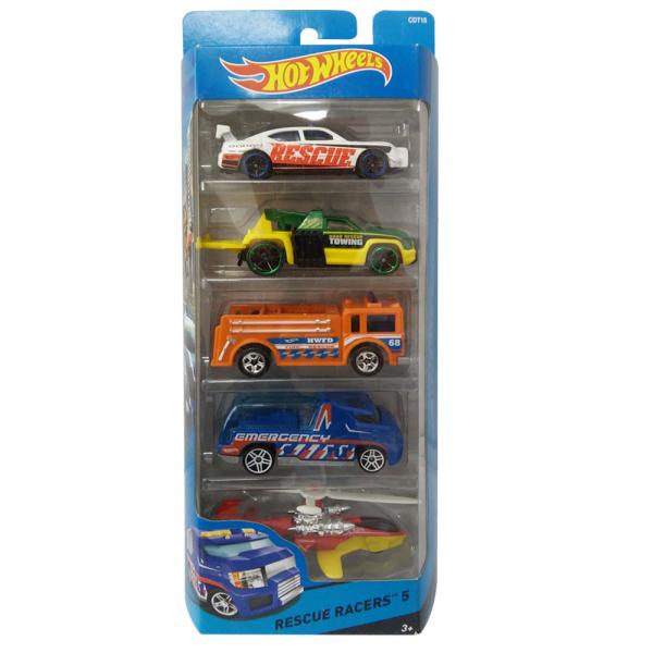 Carrinhos Hot Wheels - Pacote com 5 Carros - Rescue Racers 5 - Mattel