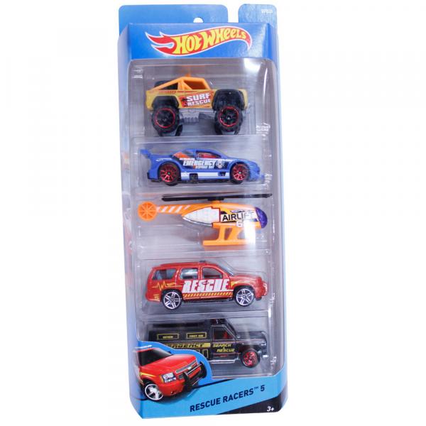 Carrinhos Hot Wheels - Pacote com 5 Carros - Rescue Racers 5 - Mattel
