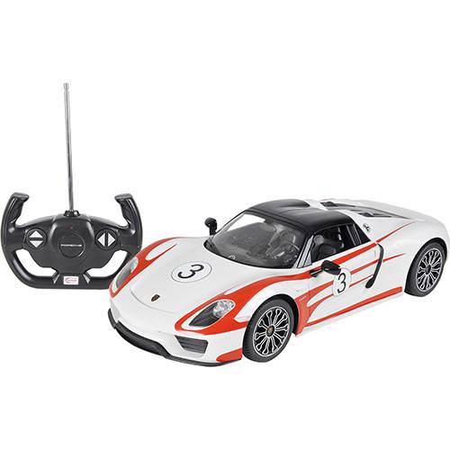 Tudo sobre 'Carro com Controle Remoto Porsche 918 Spyder Escala 1:14 Branco - CKS'