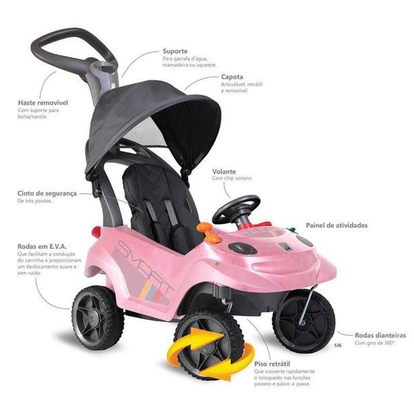Carro Smart Baby Comfort (rosa) - Bandeirante