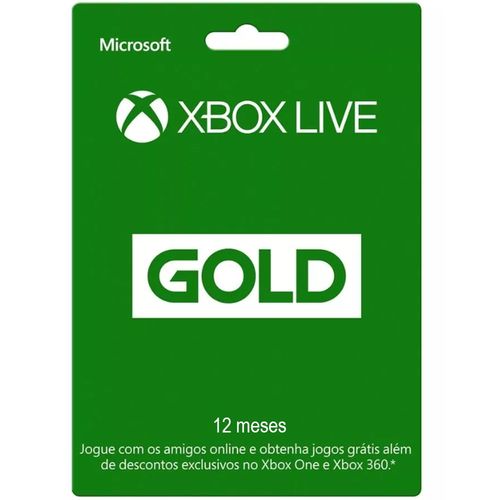 Cartão Código Microsoft Xbox Live 12 Meses Gold - Jogm0131