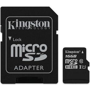 Cartão de Memória 16Gb Micro SD C/ Adaptador Kingston Classe 10 SDCS/16GB