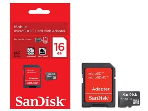 Cartão de Memória 16Gb Micro Sd Sandisk Classe 4 com Adaptador