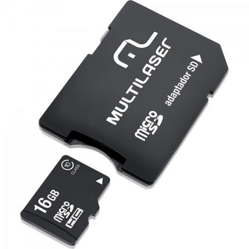 Cartão de Memória 16gb Micro Sdhc com Adaptador Mc110 Classe 10 Multilaser