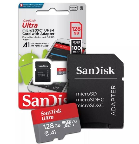 Cartao de Memoria 128GB Micro SD com Adaptador(Classe 10) - Sandisk