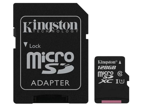 Cartao de Memoria 128GB MicroSD Kingston Classe 10 com Adaptador - SDCS/128GB