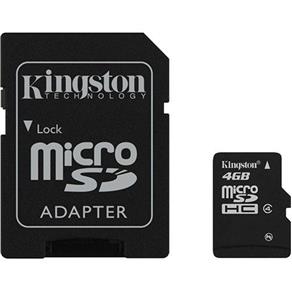Cartão de Memória 4GB Kingston MicroSD Classe 4 com Adaptador SDHC