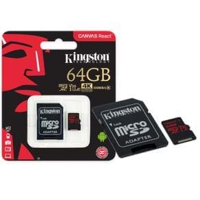 Tudo sobre 'Cartão de Memória 64GB Classe 10 Kingston SDCR/64GB Micro SDXC 100R/80W UHS-I U3 V30 Canvas React'
