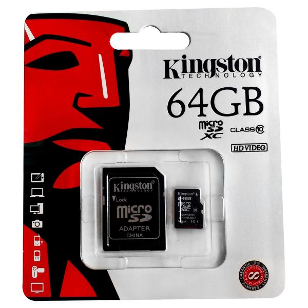 Cartão de Memória 64Gb Classe 10 Micro Sdxc Sd Kingston