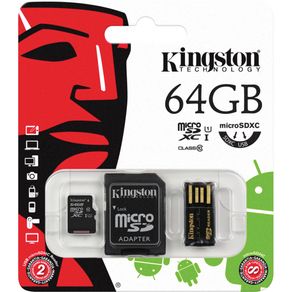 Cartão de Memória 64GB Kingston + Adaptador SD + Adaptador MBLY10G2/64GB