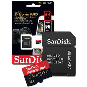 Cartão de Memoria 64Gb Micro Sd Cl10 Extreme Pro 95Mb/S Sdsqxxg-064G Sandisk Extreme