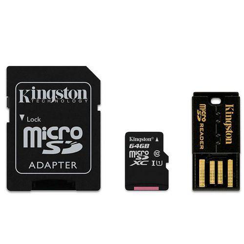 Cartão de Memória 64gb Micro Sdhc Classe 10 com Dois Adaptadores Mbly10g2/64gb Kingston