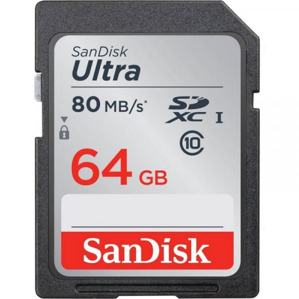 Cartão de Memória 64gb SdXc Sandisk Ultra 80mb/s Classe 10