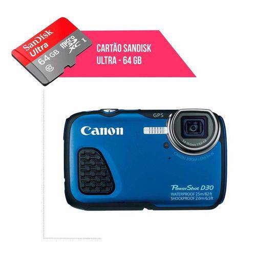 Cartão de Memória 64gb Ultra para Câmera Canon Powershot D30