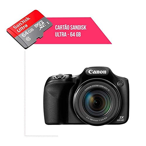 Cartão de Memória 64gb Ultra para Câmera Canon Powershot Sx520-Hs