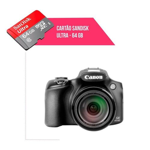 Cartão de Memória 64gb Ultra para Câmera Canon Powershot Sx60-Hs