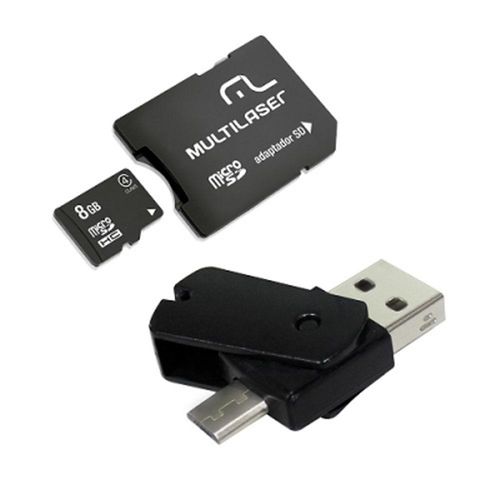 Cartão de Memória 8GB com Kit Dual Drive OTG Multilaser - MC130