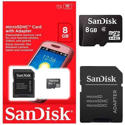 Cartão de Memória 8GB Micro SD com Adaptador SanDisk