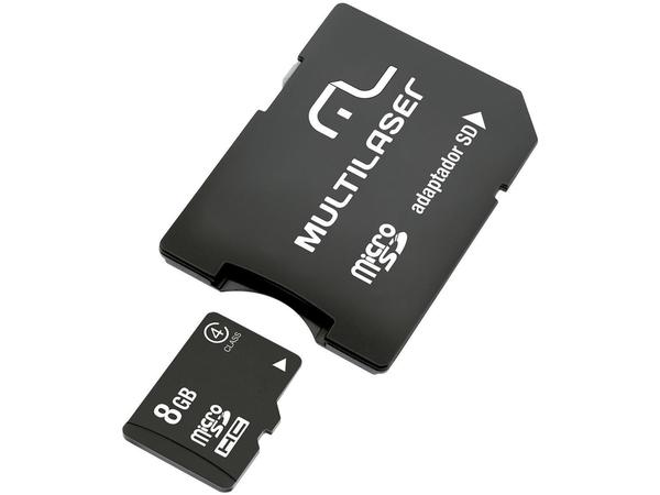 Cartão de Memória 8GB Micro SD Multilaser - Classe 4 com Adaptador MC004